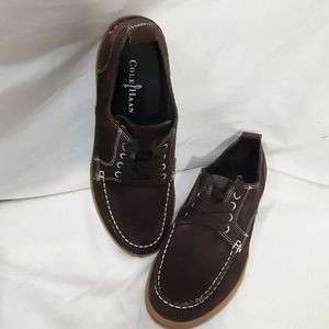 Cole Haan Suede Dark Brown White Stitching Casual Shoe Sneaker Mens Size 8 1/2 M